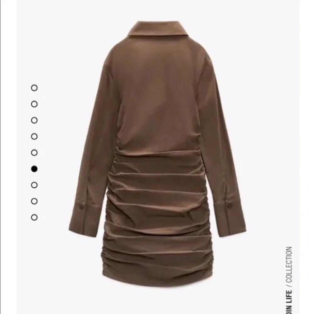 NWOT - ZARA COLLARED BUTTON UP RUCHED DRESS - Picture 5 of 6